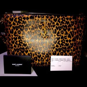 YSL wristlet leopard